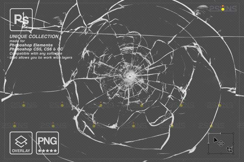 逼真的玻璃破碎效果PNG背景图片素材 图片素材 第4张