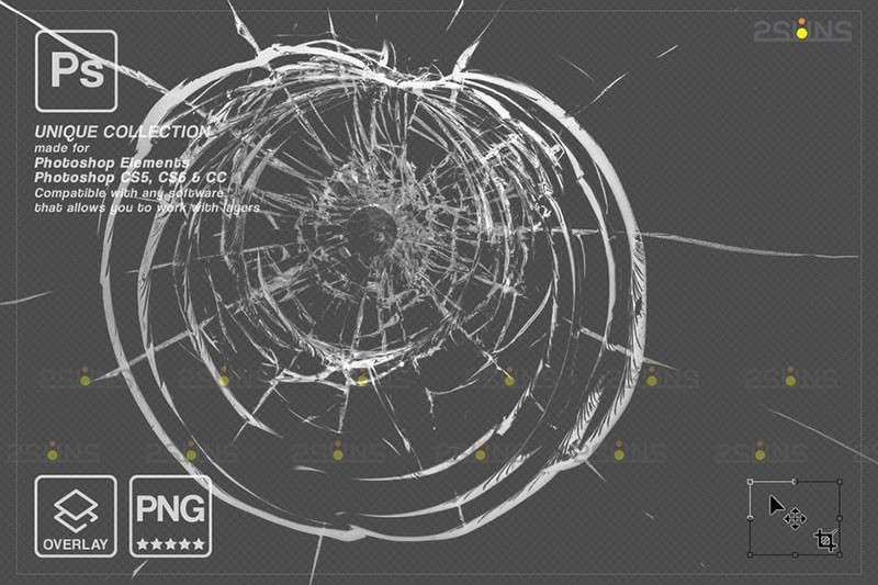 逼真的玻璃破碎效果PNG背景图片素材 图片素材 第5张