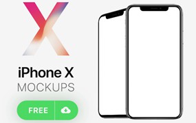 多角度 iPhone X 手机免费模版，PSD格式