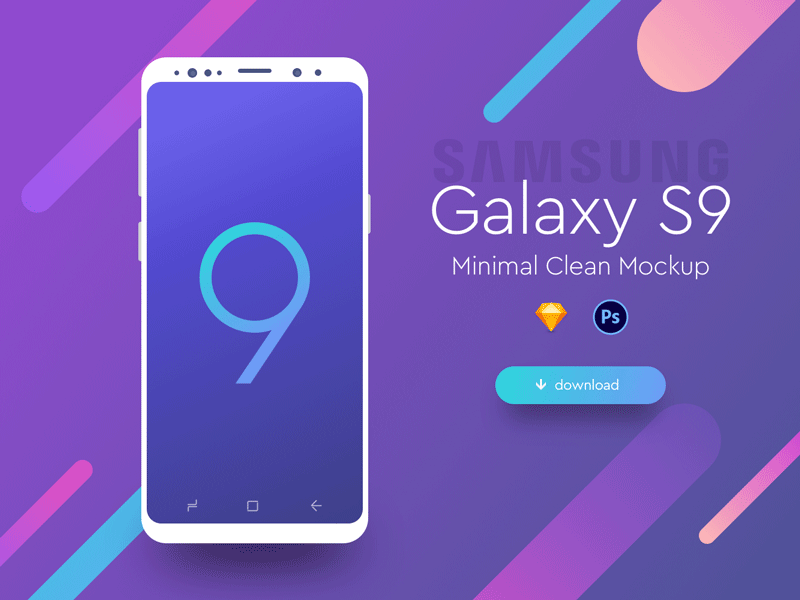 三星 Galaxy S9 手机模型，PSD Sketch 源文件 样机素材 第1张