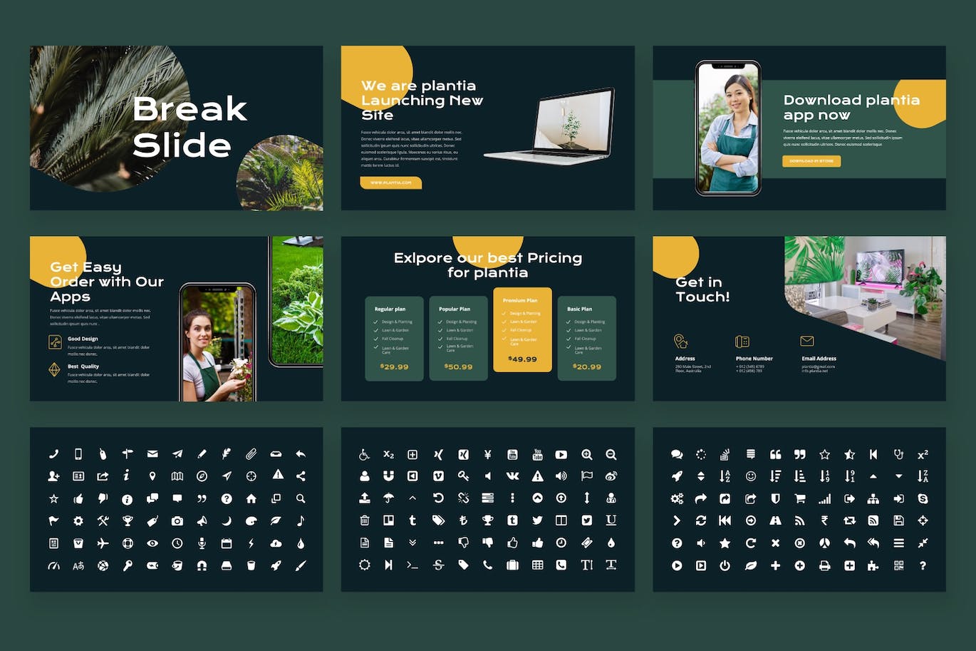 园林绿化和园艺PPT模板下载 Plantia – Landscaping Powerpoint Template 幻灯图表 第2张