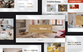 室内家居设计幻灯片演示PPT模板 Mango Interior PowerPoint