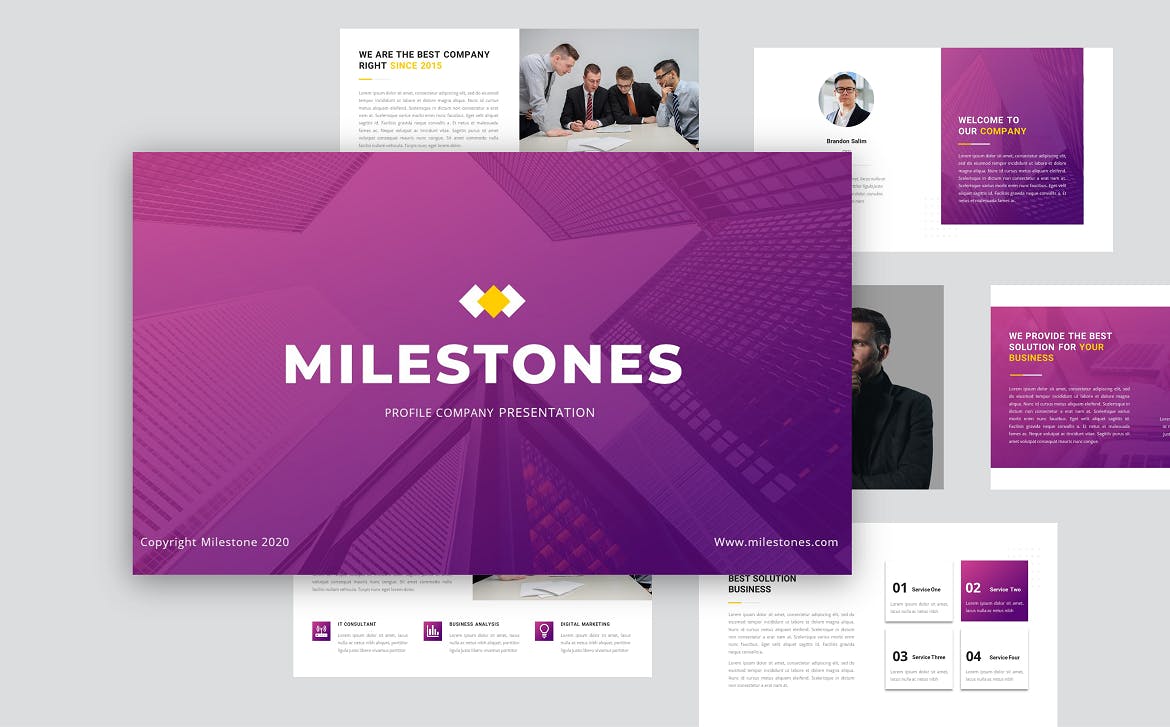 员工技能培训PPT演示幻灯片模板 Milestones – Business Multipurpose PowerPoint 幻灯图表 第7张