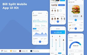 AA账单拆分应用App模板UI套件 Bill Split Mobile App UI Kit