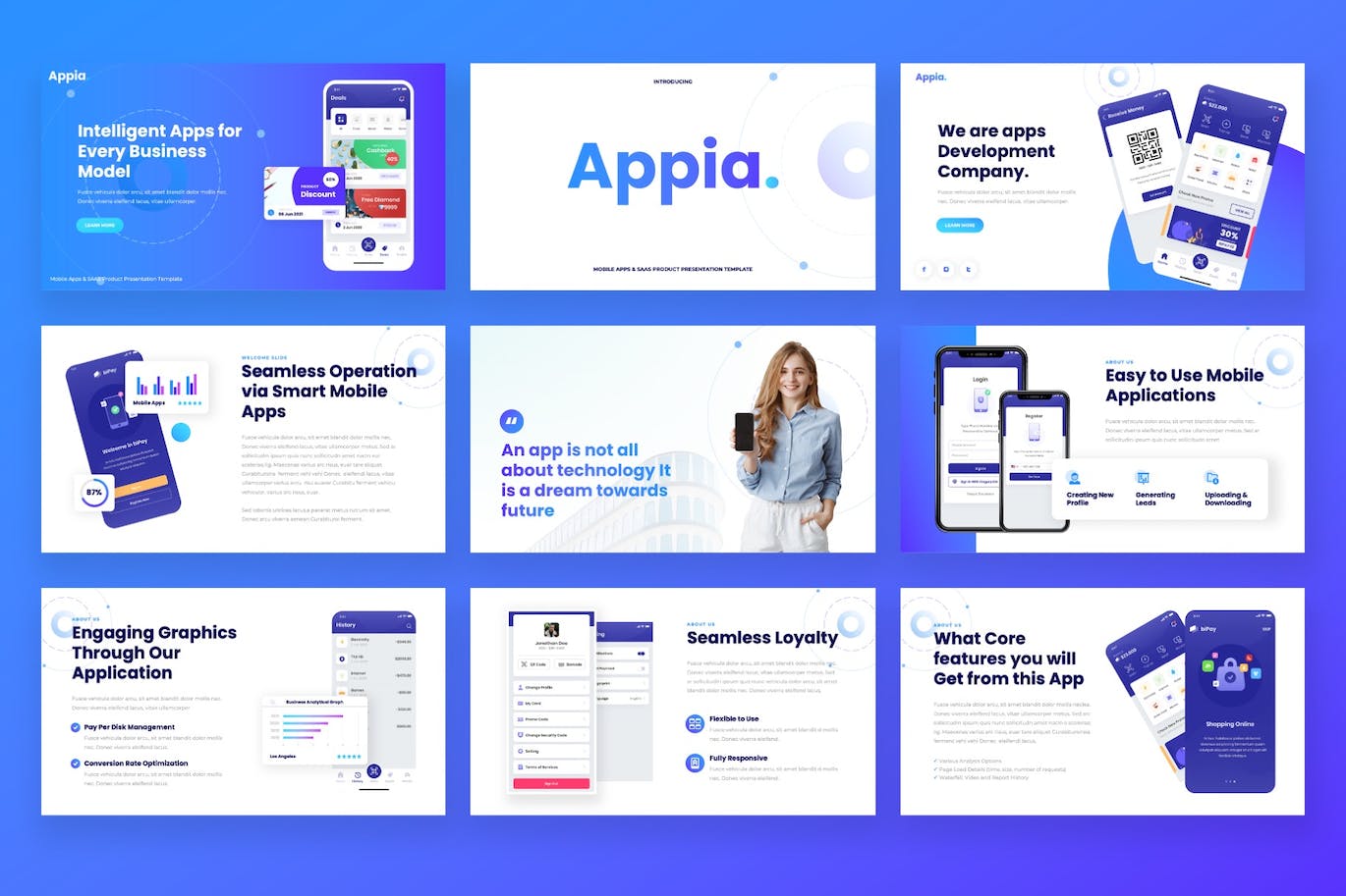 移动应用程序和SAAS产品PPT演示文稿 APPIA – Mobile Apps & SAAS Powerpoint Template 幻灯图表 第2张