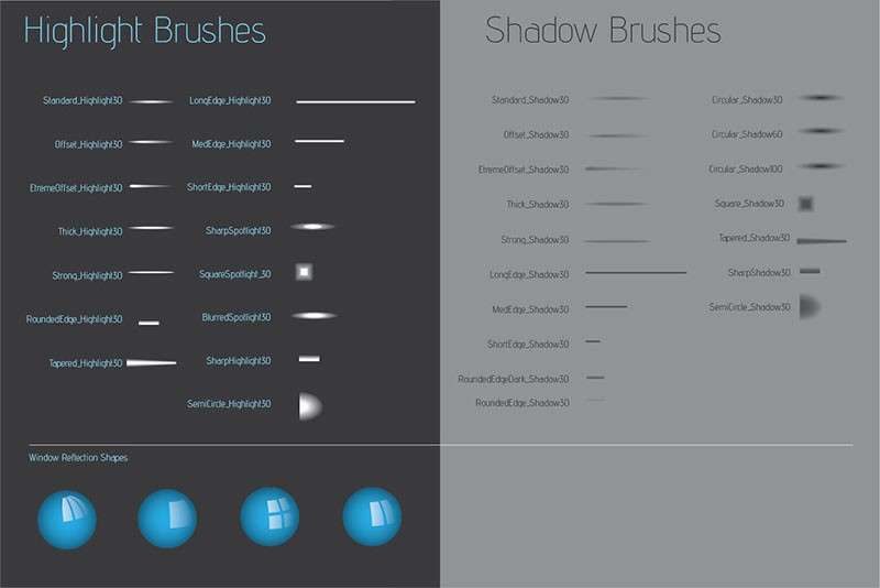 Illustrator高光和阴影笔刷 笔刷资源 第2张