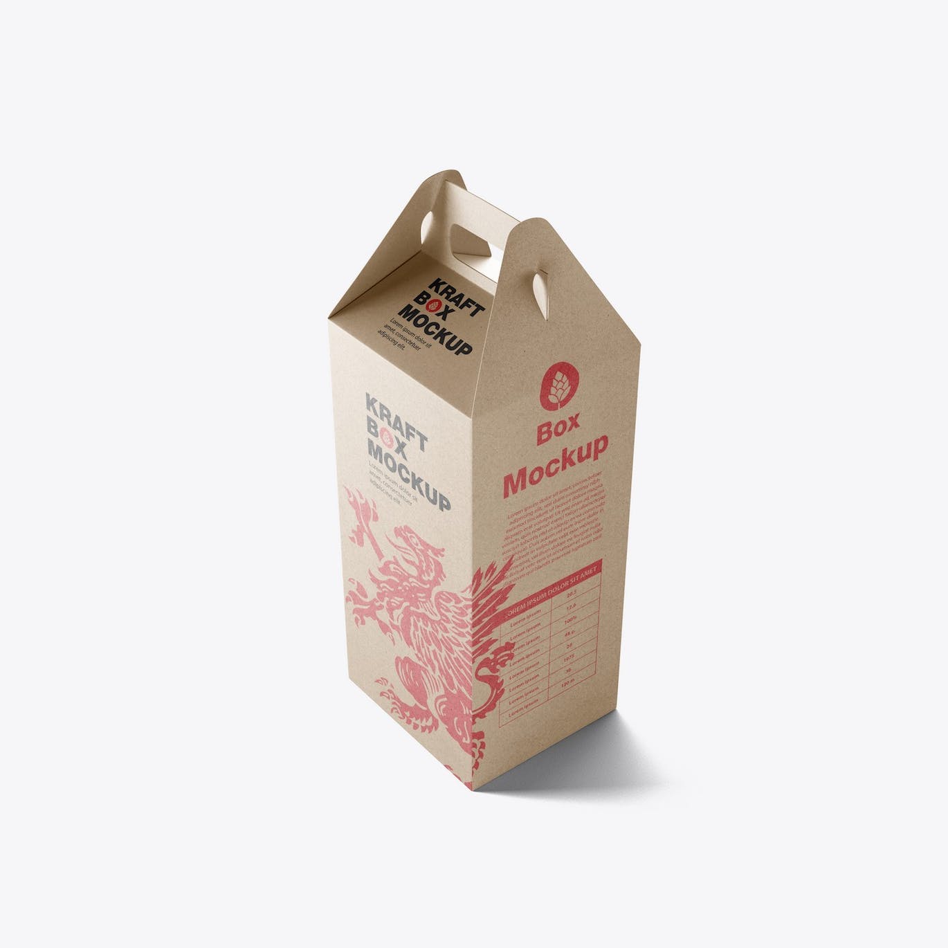 带把手的牛皮纸盒设计样机模板 Set Kraft Box with Handles Mockup APP UI 第6张