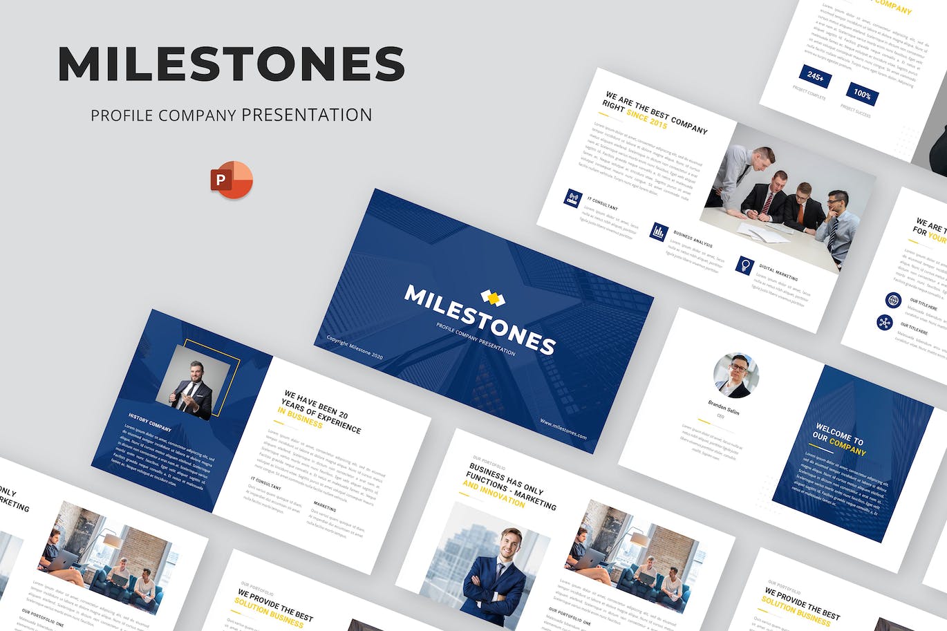 员工技能培训PPT演示幻灯片模板 Milestones – Business Multipurpose PowerPoint 幻灯图表 第1张