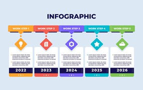 年度时间线业务信息图表模板 Annual Year Timeline Business Infographic