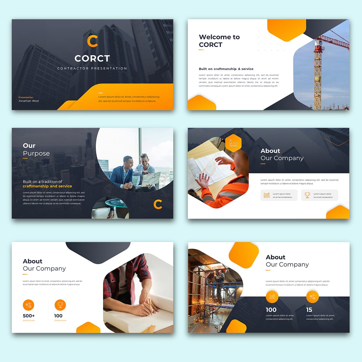 建筑结构设计PPT创意模板 Corr – Constructions PowerPoint Template 幻灯图表 第2张