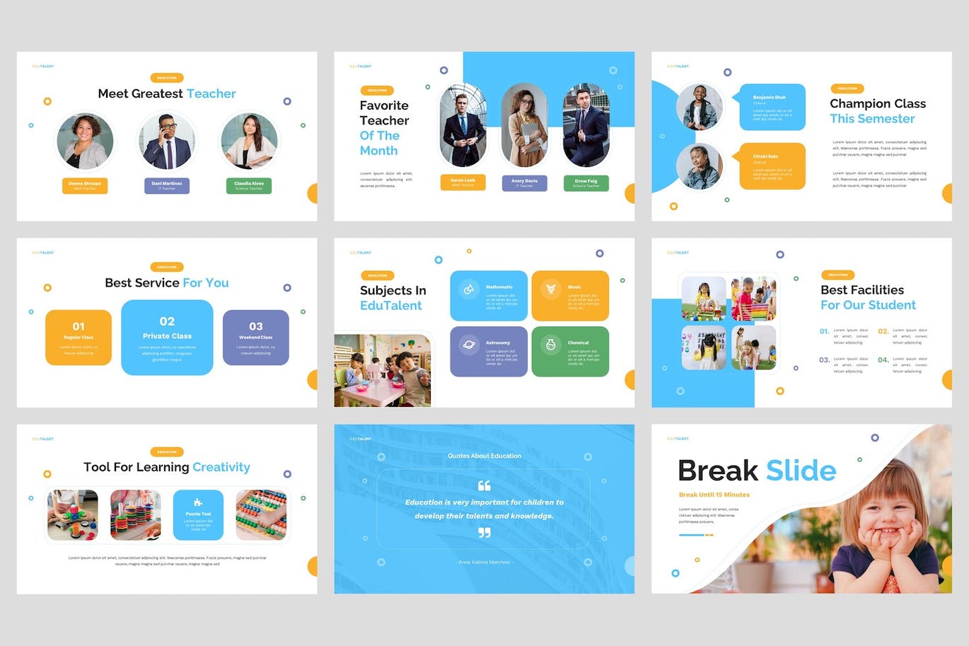 儿童教育课程PPT模板 EduTalent – Children Education Powerpoint Template 幻灯图表 第3张