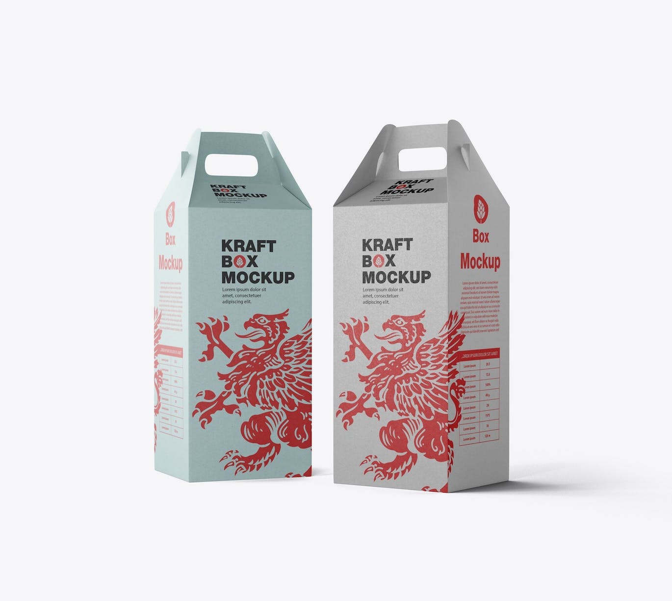 带把手的牛皮纸盒设计样机模板 Set Kraft Box with Handles Mockup APP UI 第15张