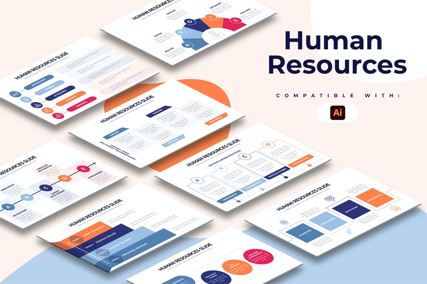 人力资源信息图表矢量模板 Business Human Resources Illustrator Infographics 幻灯图表 第1张