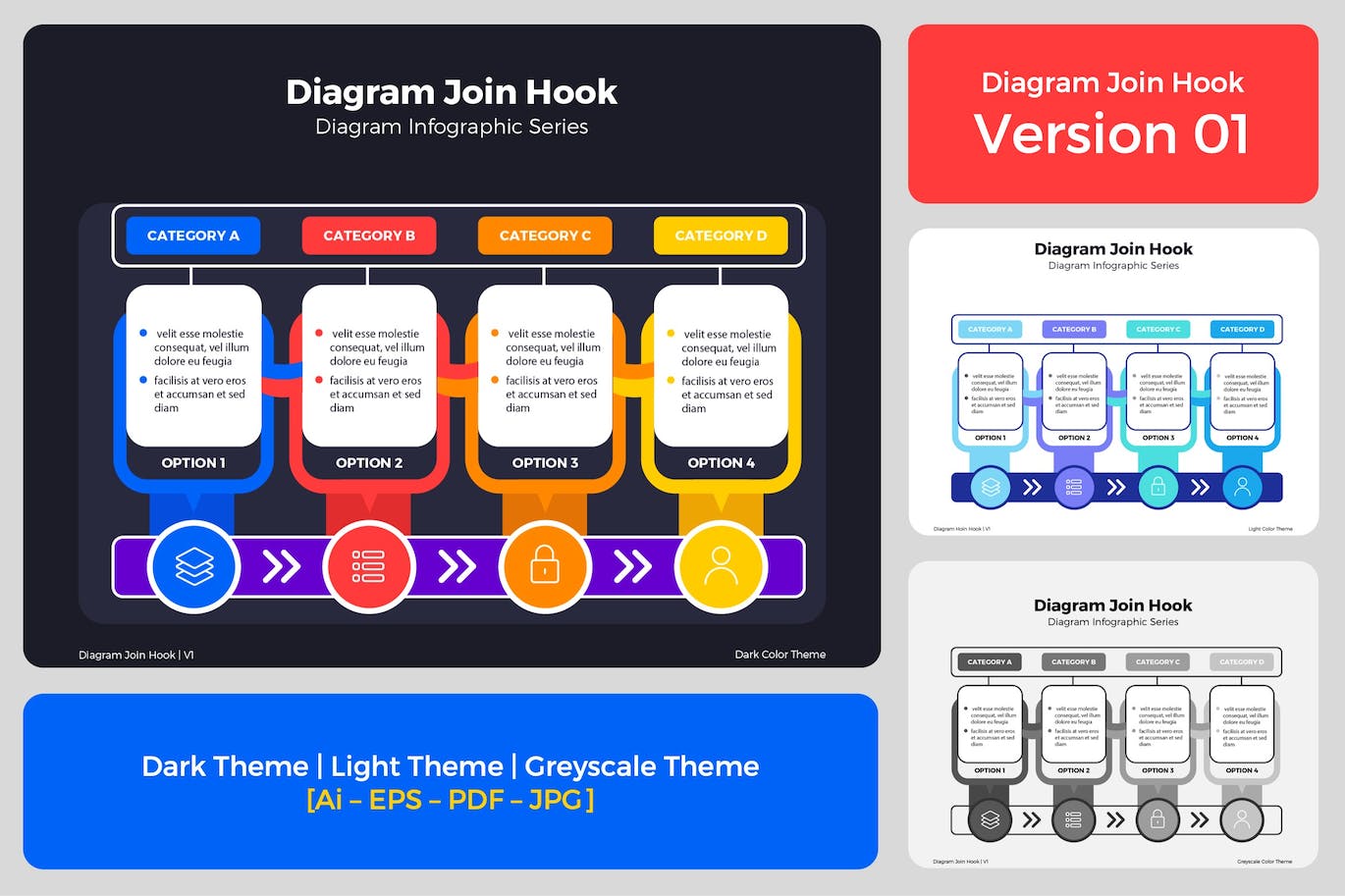 连接步骤图表矢量素材v1 Diagram Join Hook V1 图片素材 第1张