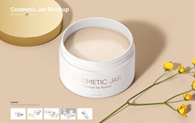 化妆品罐和盒子包装设计样机 Cosmetic Jar and Box Mockup