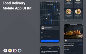 食品配送App应用程序UI设计模板套件 Food Delivery Mobile App UI Kit