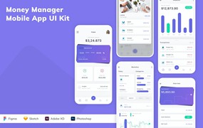 理财钱包应用App模板UI套件 Money Manager Mobile App UI Kit