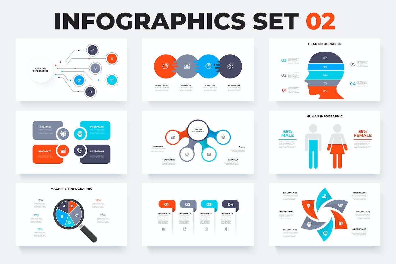 步骤流程信息图表元素集v2 Infographics Elements Set 02 幻灯图表 第1张