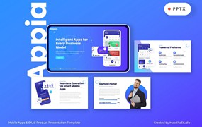 移动应用程序和SAAS产品PPT演示文稿 APPIA – Mobile Apps & SAAS Powerpoint Template