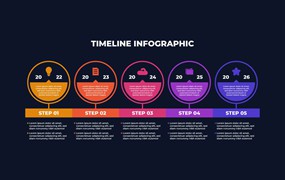 年度时间线商业圆形信息图表设计 Year Timeline Business Infographic Design