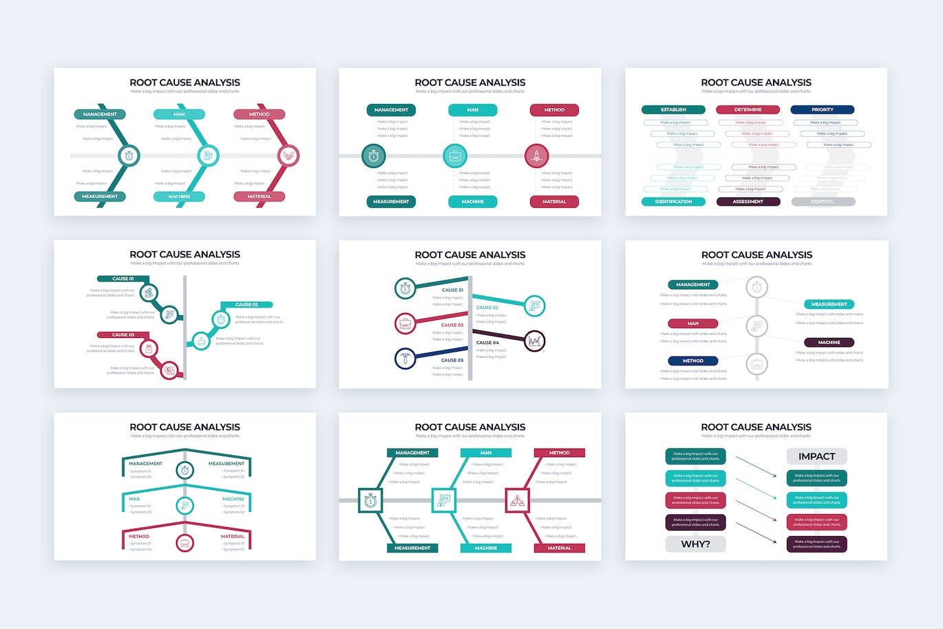 商业原因分析信息图表矢量模板 Business Root Cause Illustrator Infographics 幻灯图表 第3张