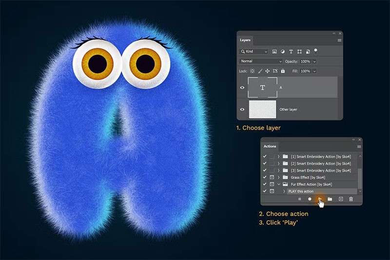 可爱毛绒效果文字PS动作 插件预设 第6张