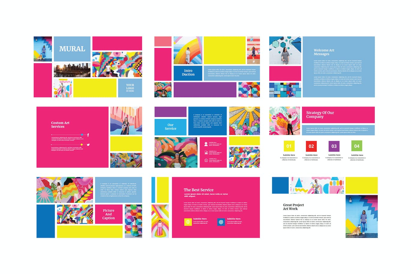 多彩艺术作品集演示PPT模板 Mural – PowerPoint Template 幻灯图表 第2张