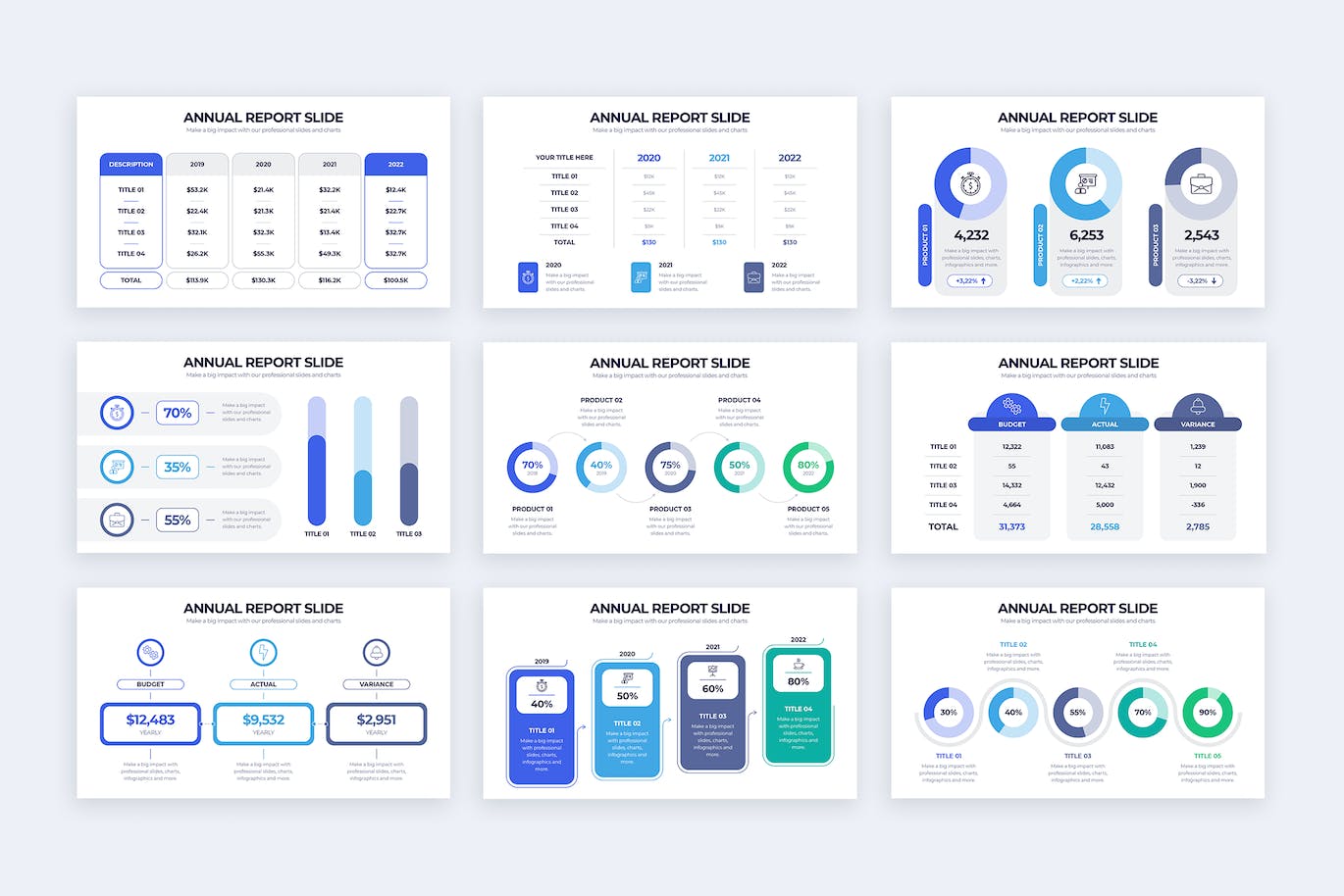 年度报告信息图表矢量模板 Business Annual Report Illustrator Infographics 幻灯图表 第3张