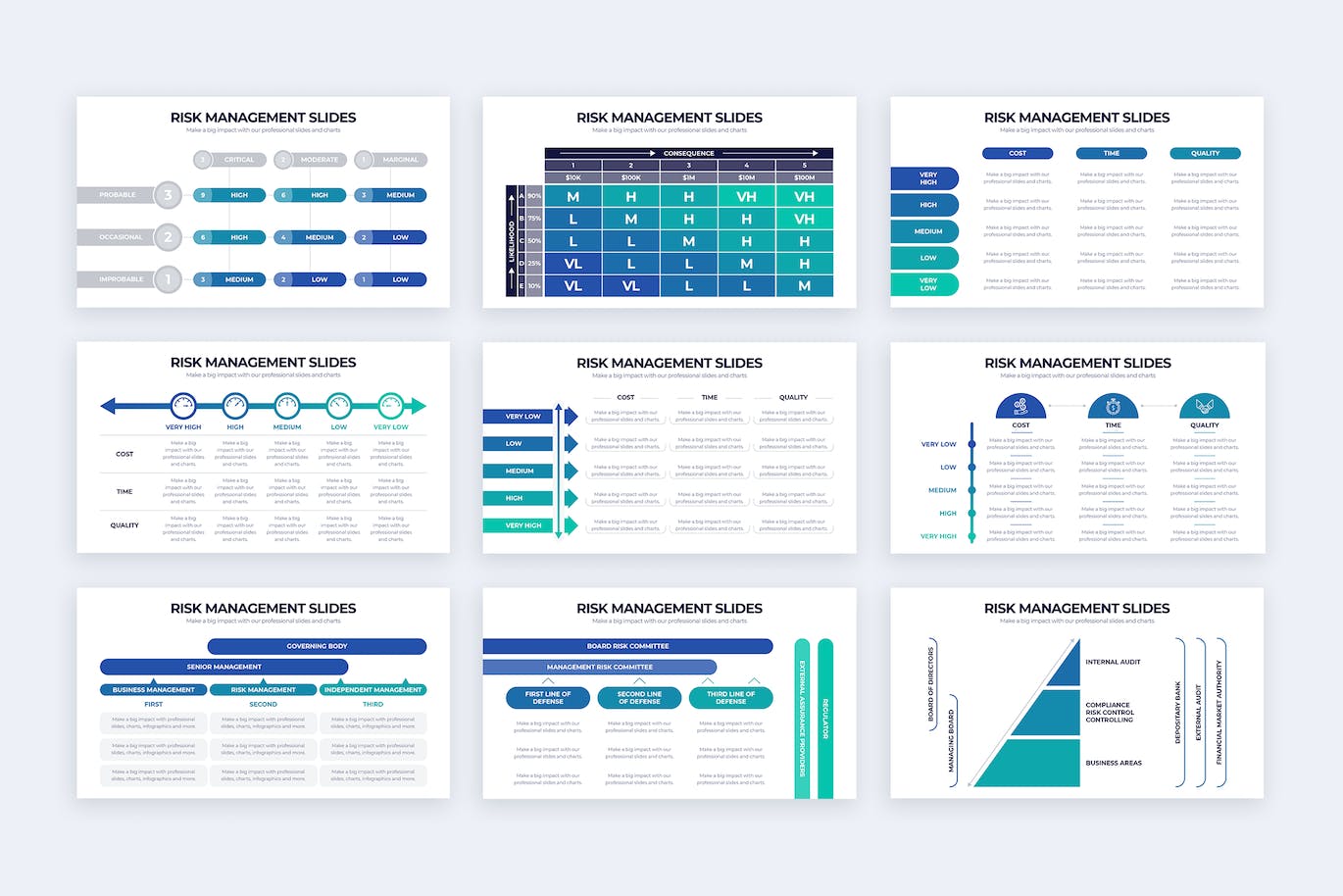 风险管理信息图表矢量模板 Business Risk Management Illustrator Infographics 幻灯图表 第3张