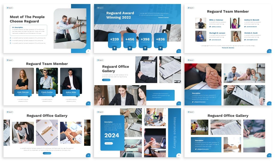 安全保险幻灯片演示PPT模板 Reguard – Insurance Powerpoint Template 幻灯图表 第4张