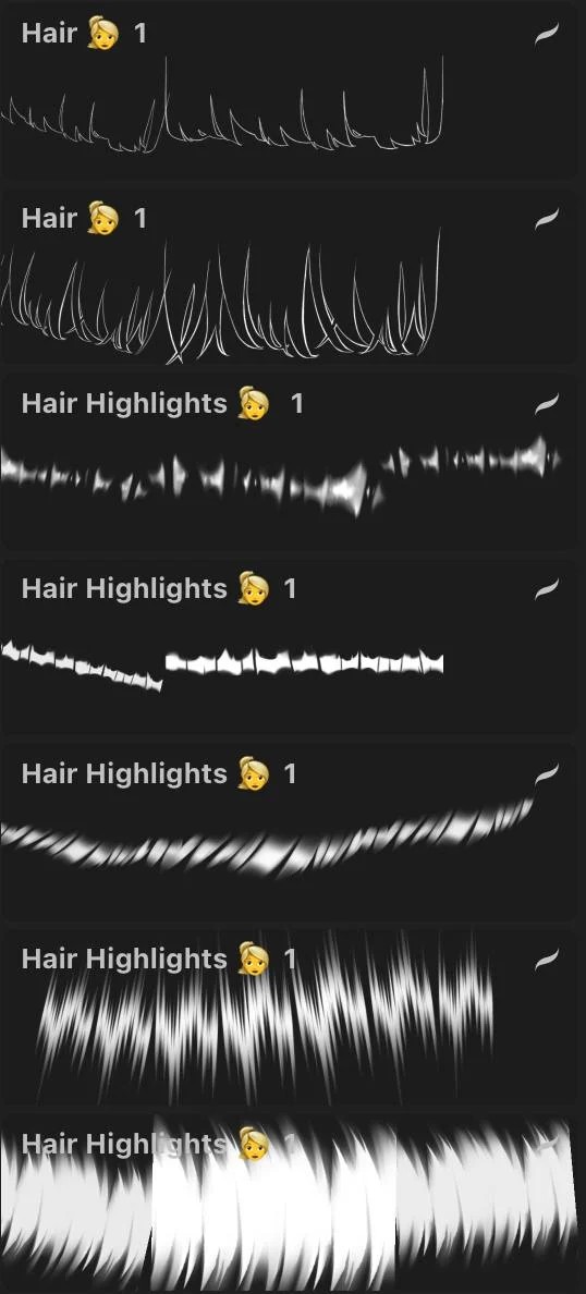 动漫头发高光Procreate笔刷 笔刷资源 第1张