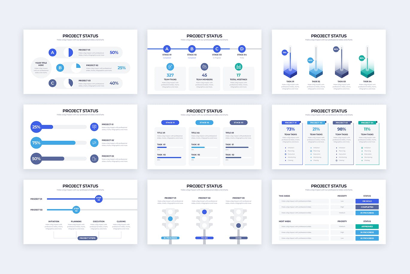 项目状态信息图表矢量模板 Business Project Status Illustrator Infographics 幻灯图表 第3张