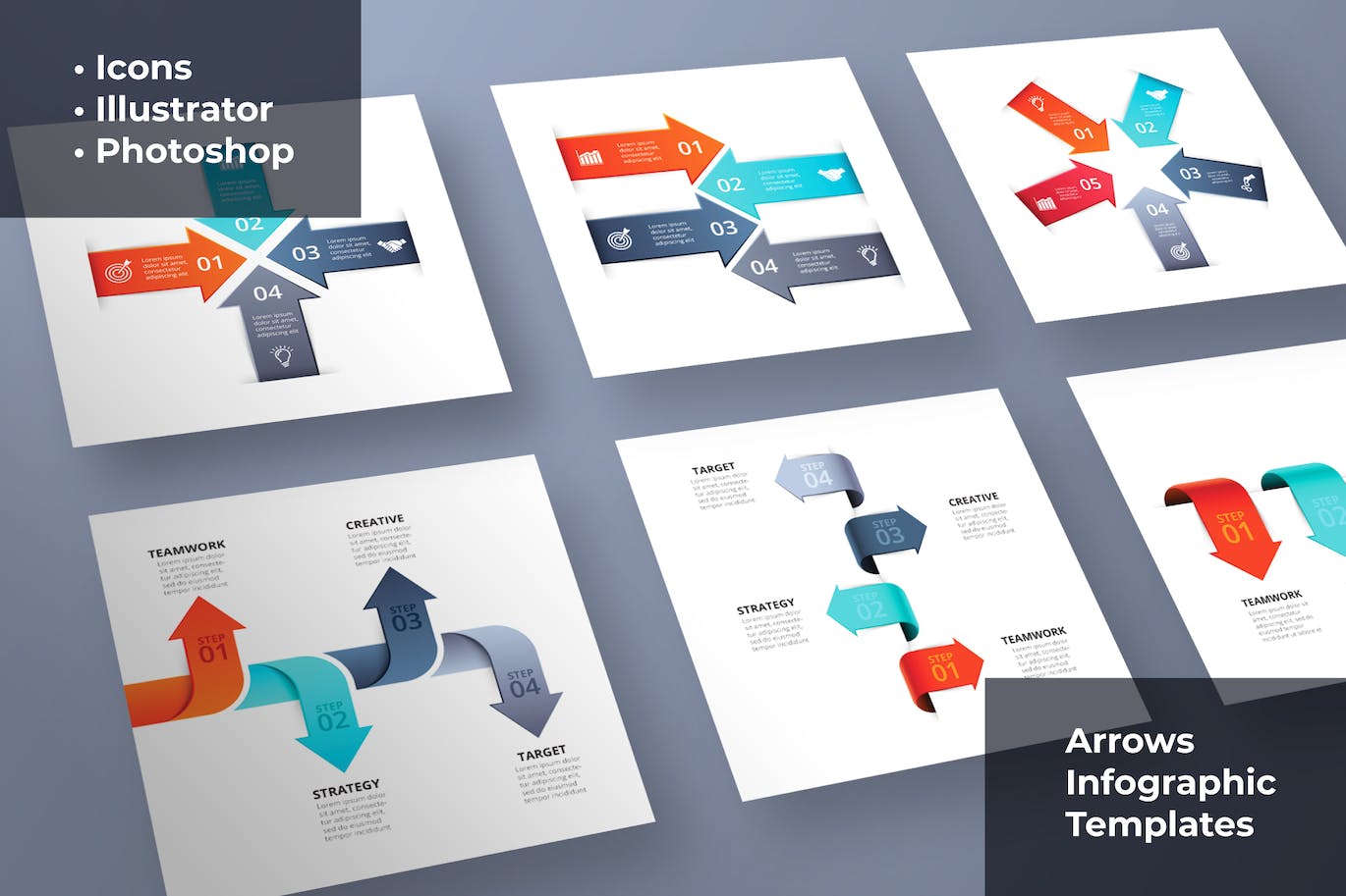 箭头数据信息图表模板 Arrows Infographics Templates 幻灯图表 第1张