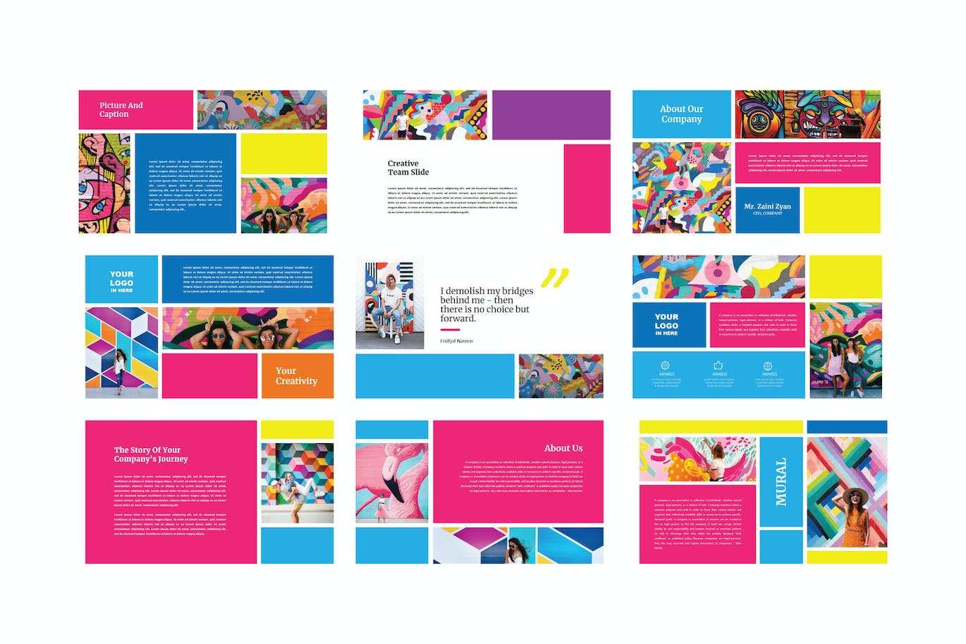 多彩艺术作品集演示PPT模板 Mural – PowerPoint Template 幻灯图表 第4张