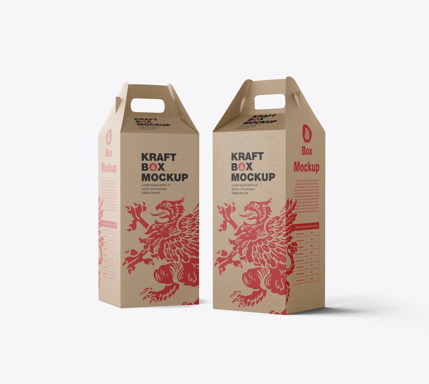 带把手的牛皮纸盒设计样机模板 Set Kraft Box with Handles Mockup APP UI 第5张