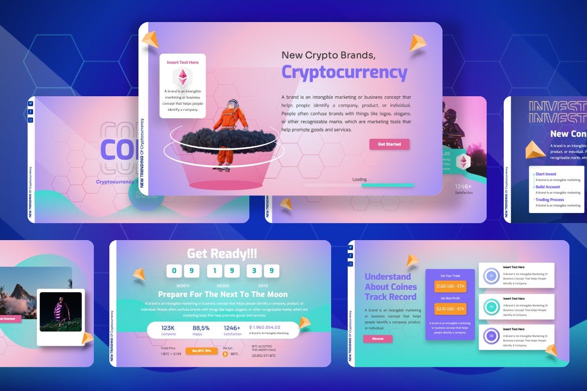 加密货币虚拟货币PPT模板 Coines – Cryptocurrency Powerpoint Templates 幻灯图表 第3张