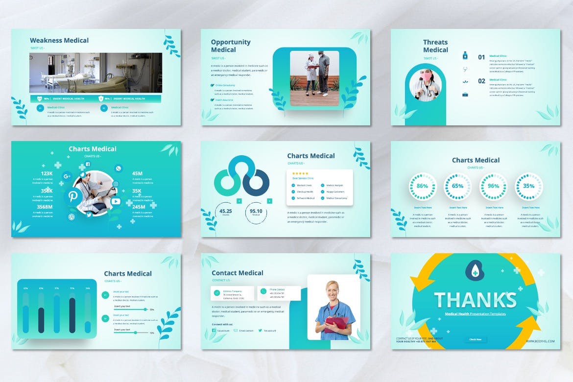 医院医疗PPT幻灯片设计模板 Bodyhil – Medical Powerpoint Template 幻灯图表 第7张