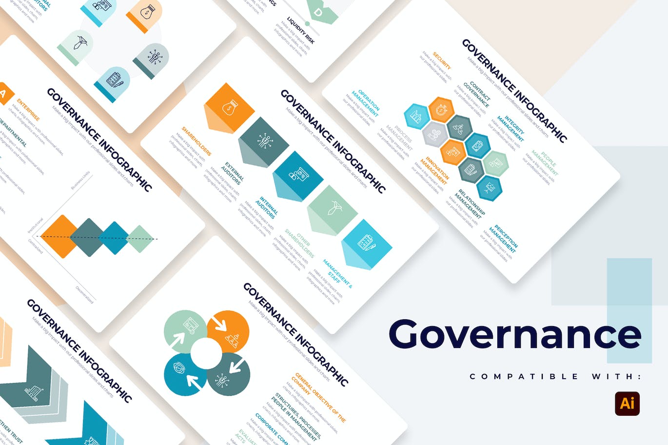 商业管理信息图表矢量模板 Business Governance Illustrator Infographics 幻灯图表 第1张