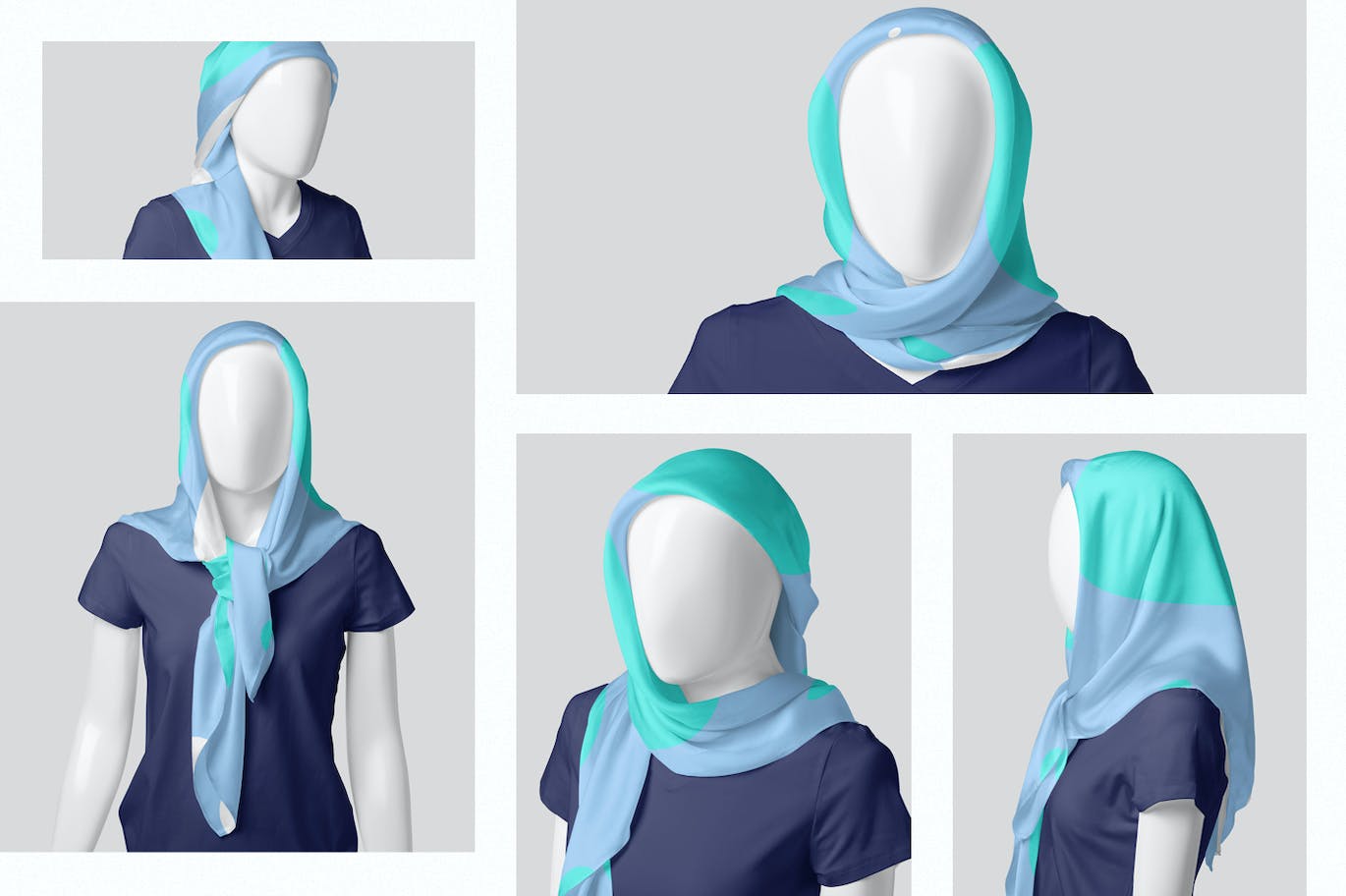 丝绸头巾面料品牌设计样机 Silk Head Scarf Mockups 样机素材 第2张