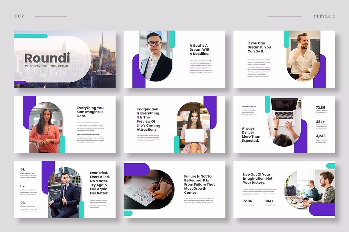 多用途业务演示PowerPoint演示模板 Roundi – Multipurpose PowerPoint Template 幻灯图表 第4张