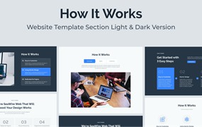 Web网站“如何运作”页面设计模板v3 Web How it Works Section Template