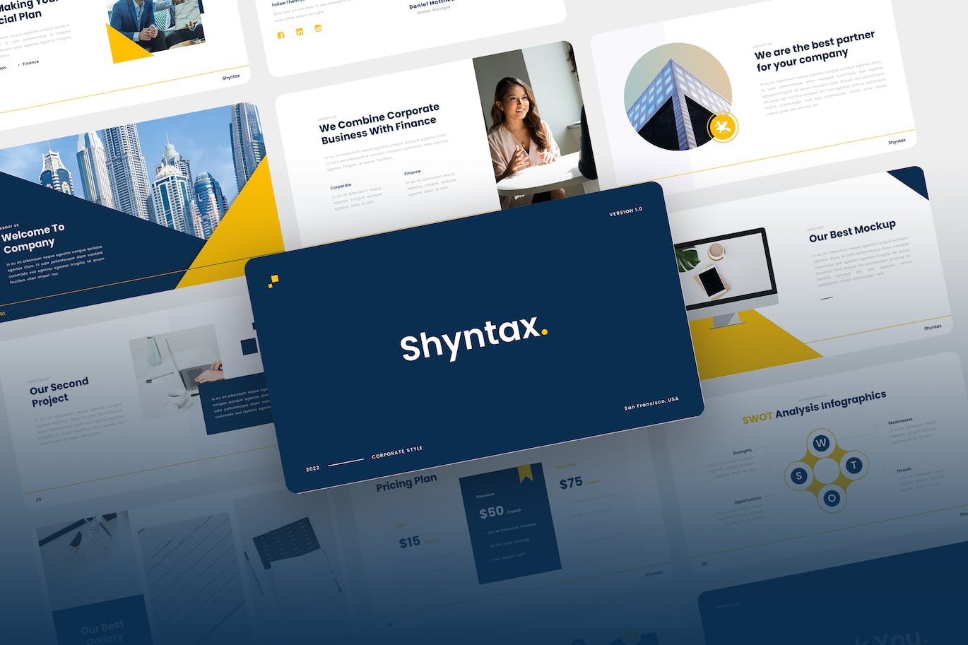 代理业务流程规划Powerpoint幻灯片模板 Shyntax – Business Agency PowerPoint Template 幻灯图表 第1张