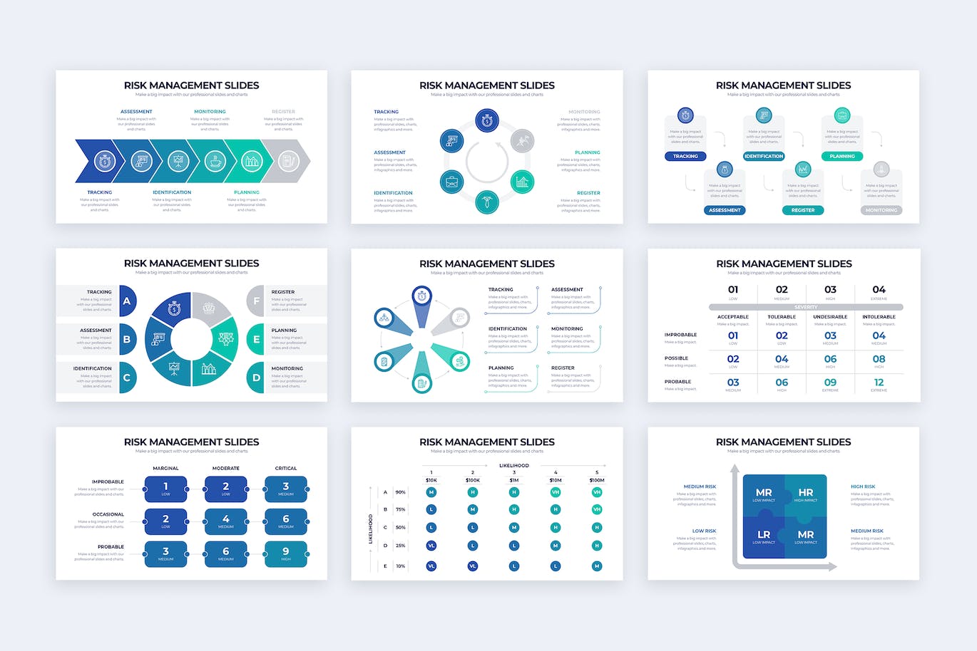 风险管理信息图表矢量模板 Business Risk Management Illustrator Infographics 幻灯图表 第2张