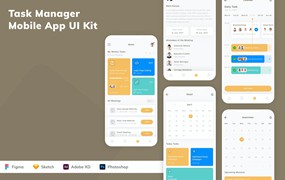 任务管理应用App模板UI套件 Task Manager Mobile App UI Kit