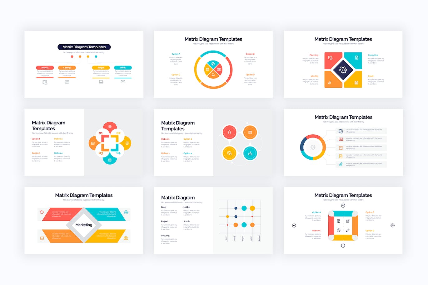 矩阵图信息图表矢量模板 Business Matrix Diagram Illustrator Infographics 幻灯图表 第2张