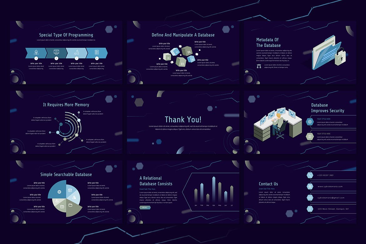 数据加密处理Powerpoint幻灯片模板 Cybroke – Powerpoint Template 幻灯图表 第3张