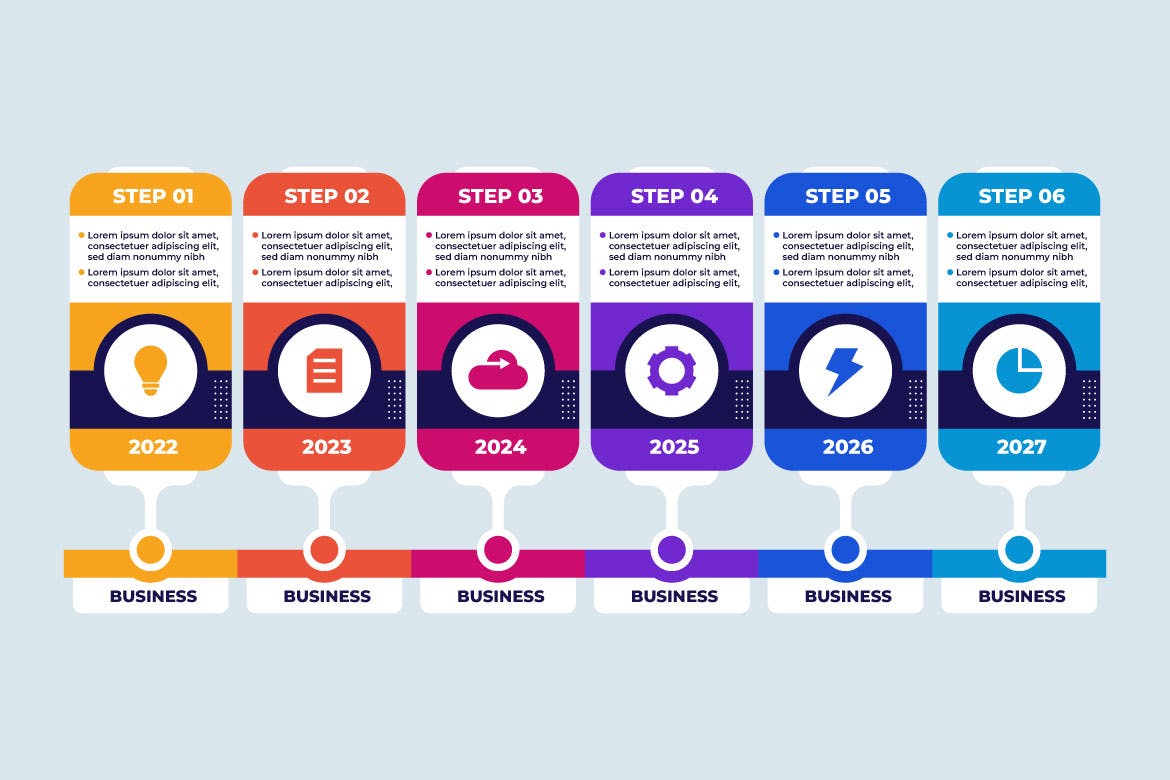 年度时间线企业信息图表模板 Year Timeline Business Company Infographic 幻灯图表 第2张