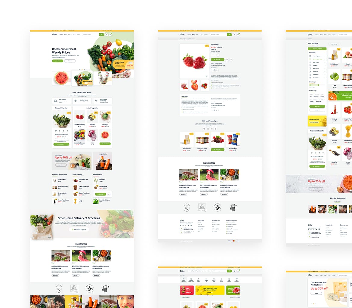 现代杂货店网站模板 Grocery Store Template APP UI 第4张