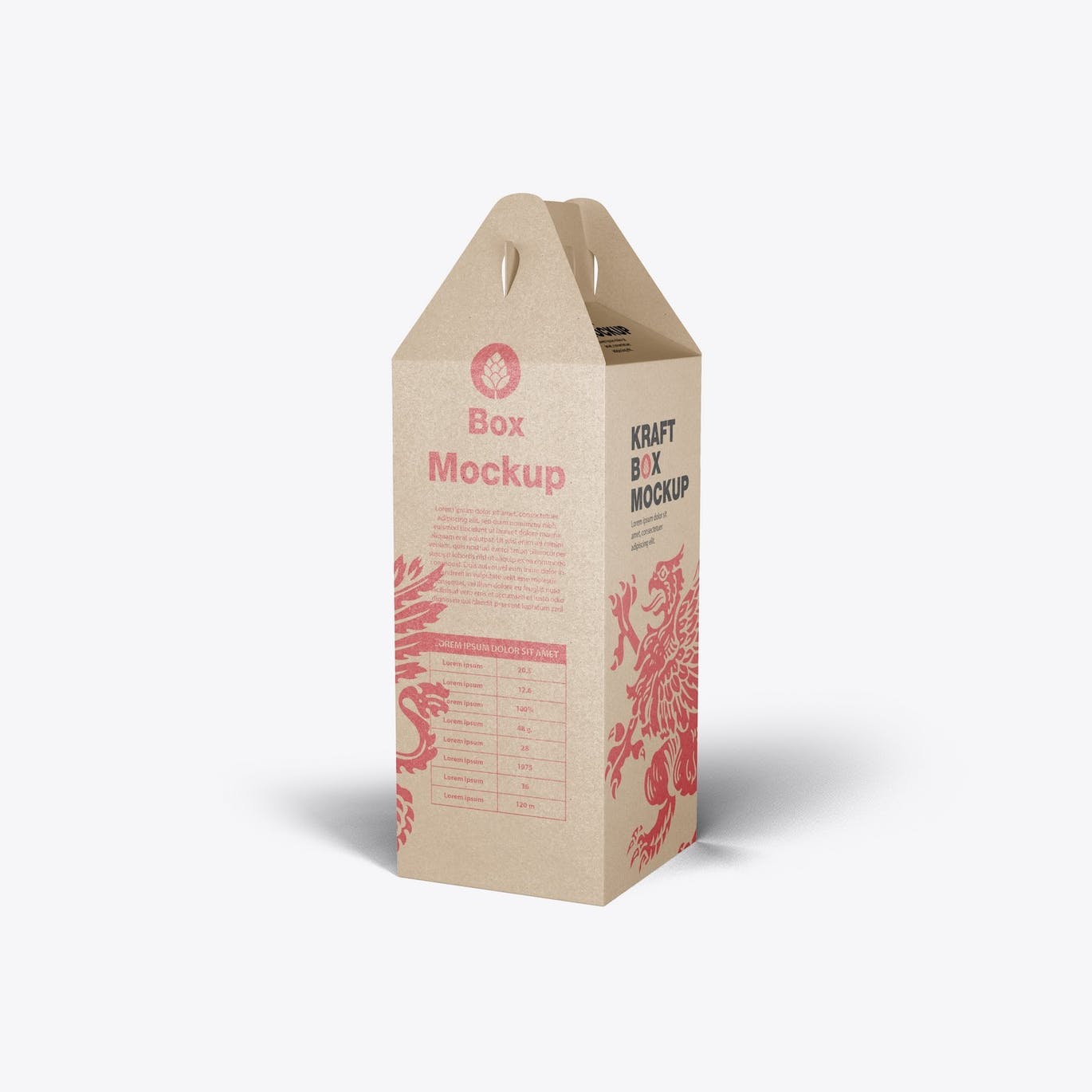 带把手的牛皮纸盒设计样机模板 Set Kraft Box with Handles Mockup APP UI 第3张