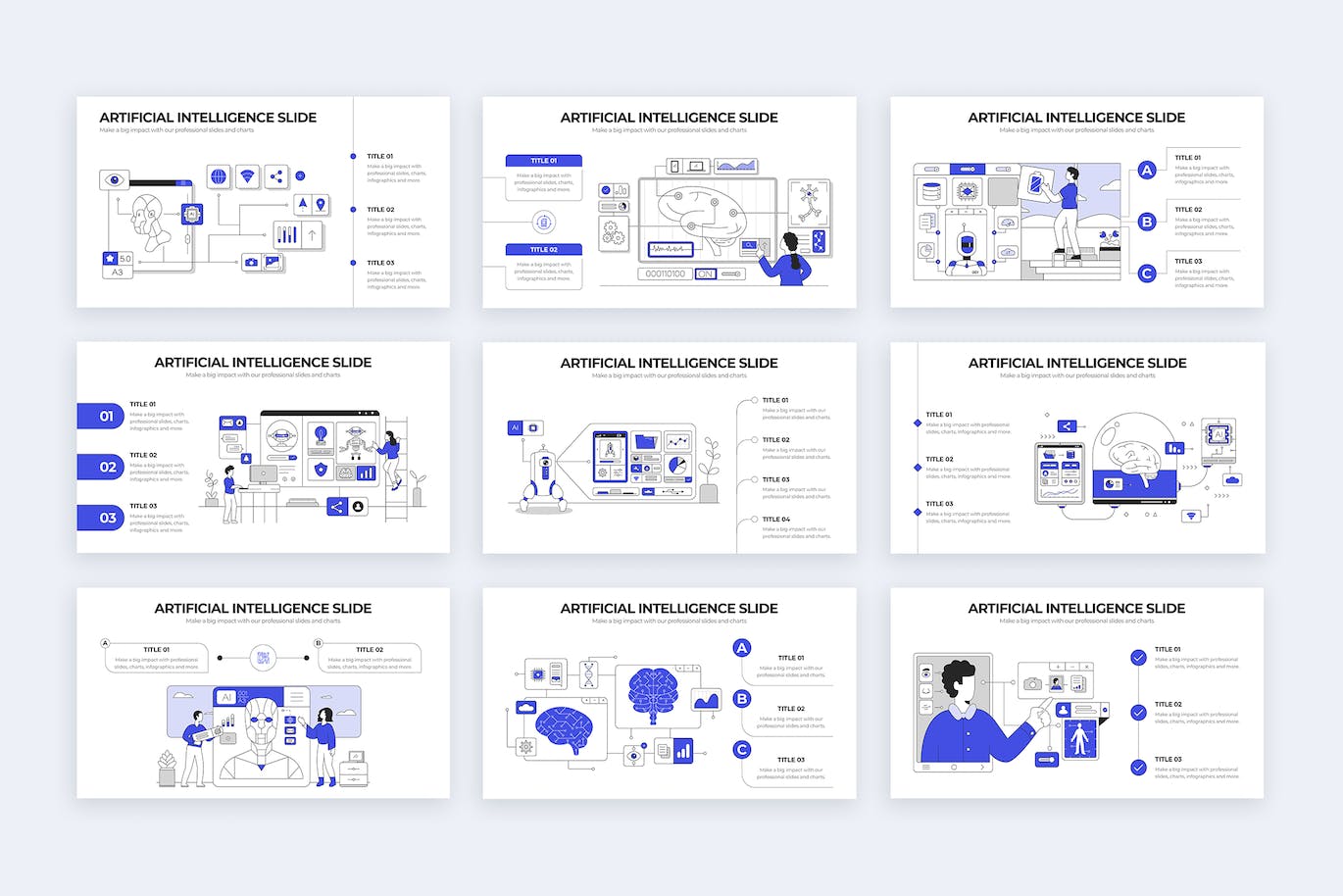 AI人工智能信息图表矢量模板 Artificial Intelligence Illustrator Infographics 幻灯图表 第2张